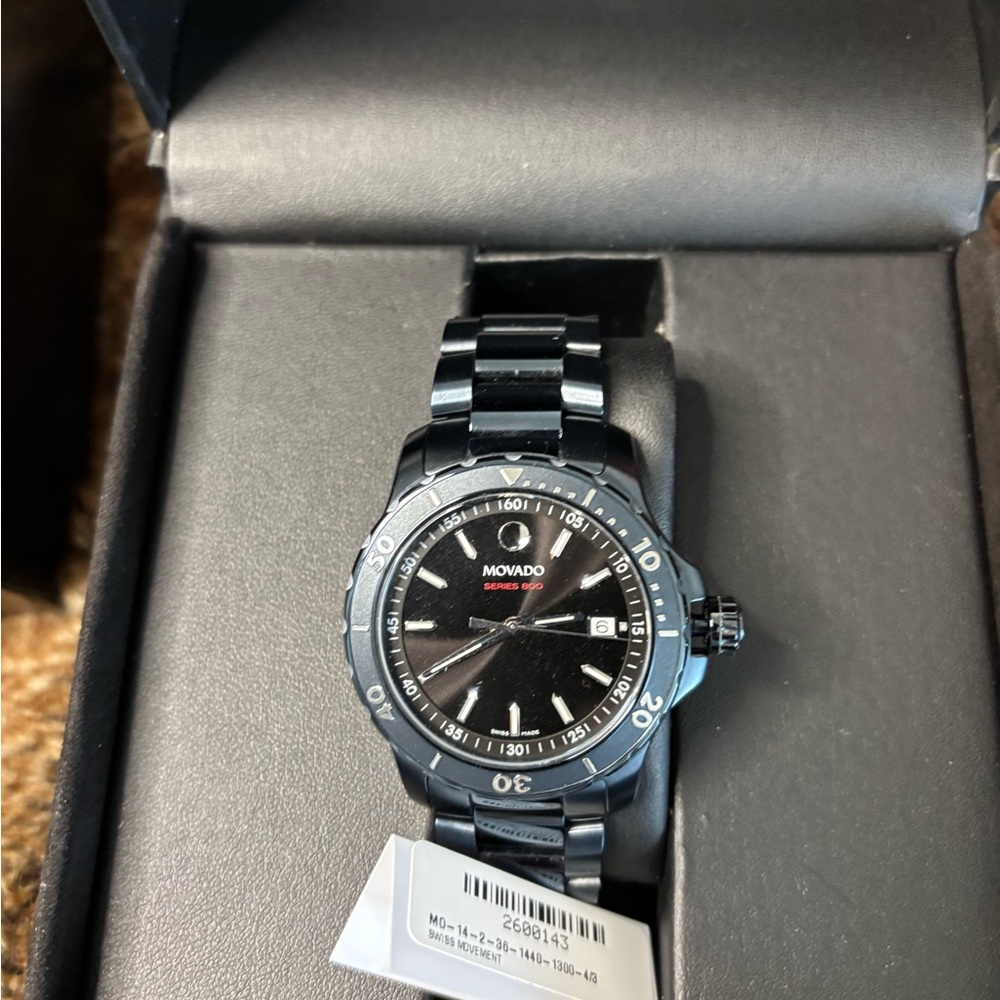Movado Active Sport Black and Blue Watch 40mm Men’s Rare Color!